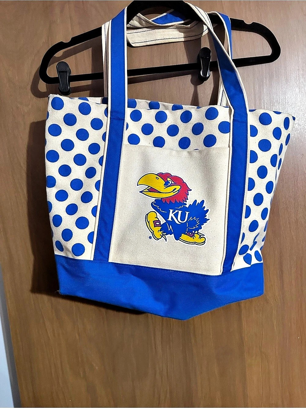 University of Kansas Jayhawks Blue & White Polka Dot Tote